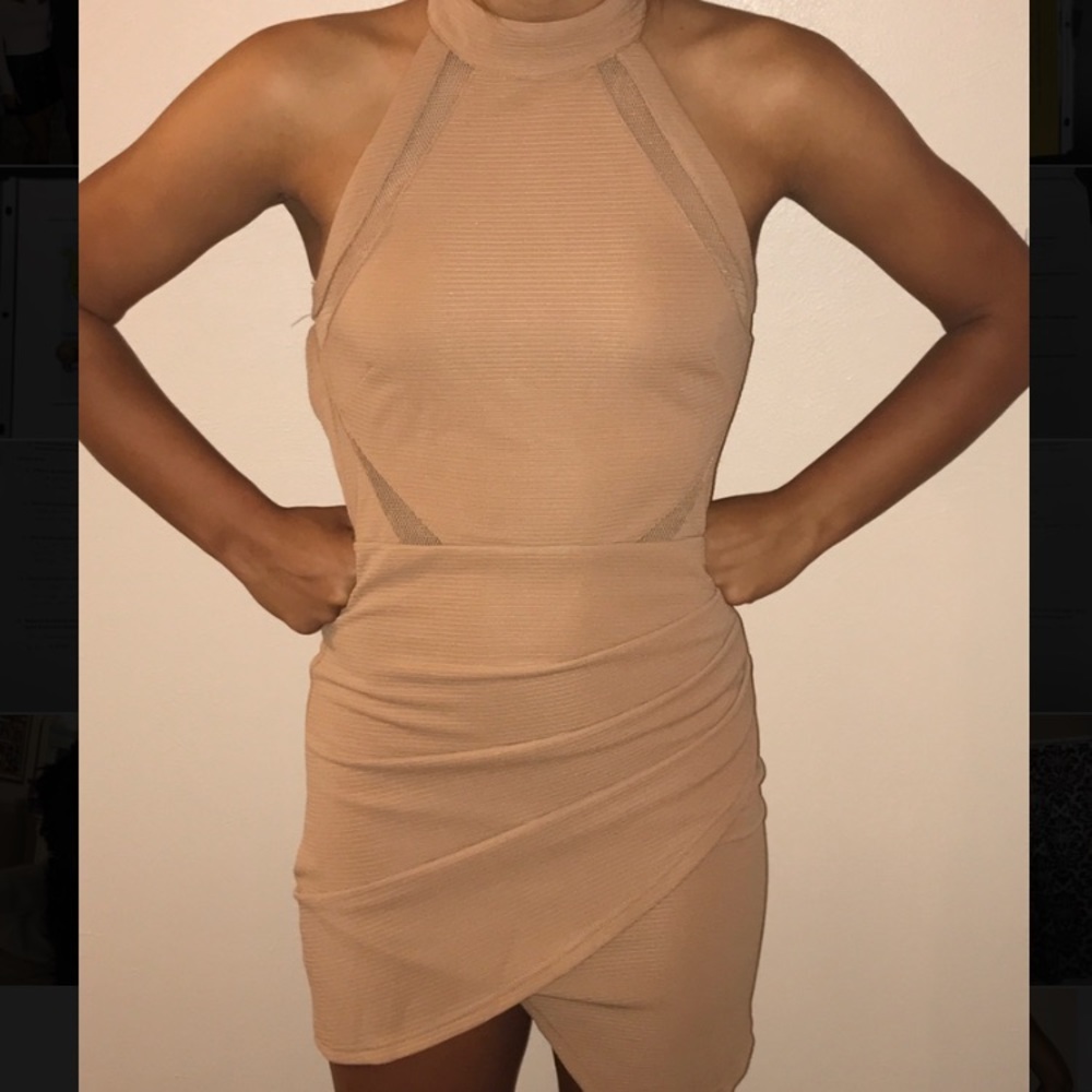 Nude high neck dress